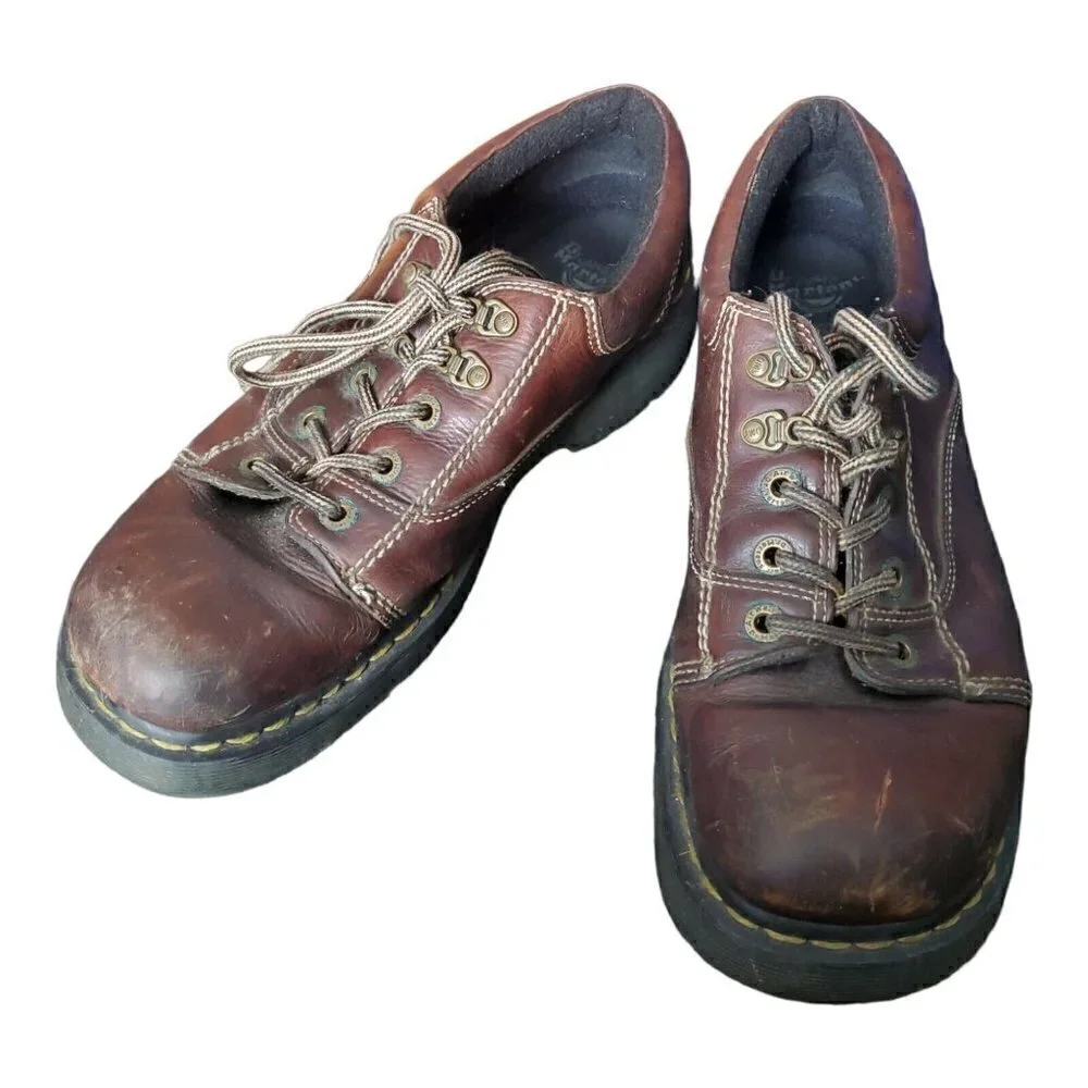 Dr Martens Men's 8A47 Brown Leather Lace Up Chunky Oxford Shoes Size 13